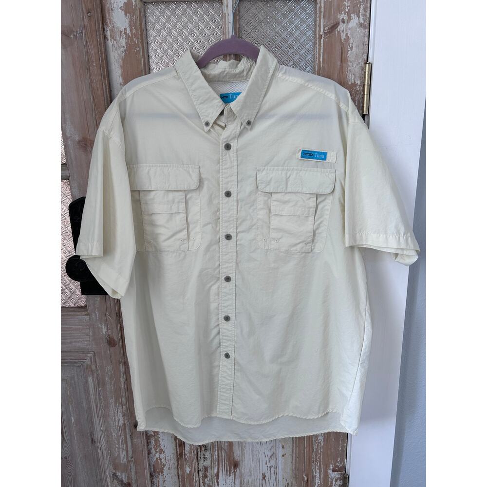 Tuna Men's Fishing Quickly Dry Shirt Size XL Pale Yellow